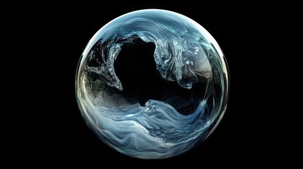 Wall Mural - Earth Day Environment Concept - Globe Glass Glowing isolated on black background. Abstract planet sphere in Space 3d brutalism design