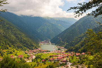 Wall Mural - uzungol view from the hills. visit trabzon background photo