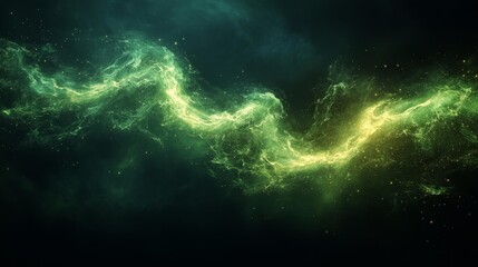 Wall Mural - Bright Green Cosmic Energy Abstract on Dark Background. Generative AI