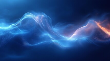 Wall Mural - Hi-tech blue gradient abstract background with waves and motion effects. Generative AI