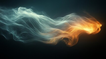 Wall Mural - Dynamic Abstract Energy Wave with Fiery Orange and Cool Teal Streams on Black Background. Generative AI