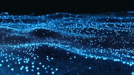 Wall Mural - dynamic blue waves of light representing digital technology, innovation, and data visualization in a