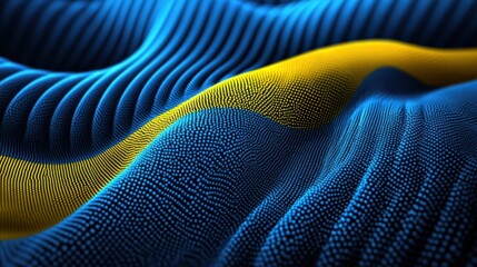Wall Mural - abstract wavy pattern in blue and yellow tones, creating a dynamic and modern visual effect for crea