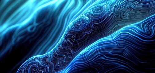 Wall Mural - vibrant abstract showcasing flowing waves of blue and teal with intricate patterns for a dynamic vis