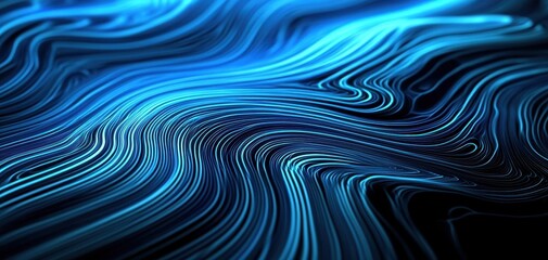 Wall Mural - abstract blue lines create a mesmerizing fluid wave pattern, perfect for backgrounds or digital art 