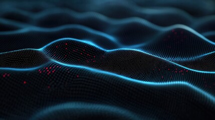 Wall Mural - abstract digital wave pattern with luminous dots creating a mesmerizing visual texture and depth in 