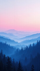 Naklejka na meble Misty Mountain morning light pink purple pastel gradient dreamy atmosphere phone wallpaper background 4k