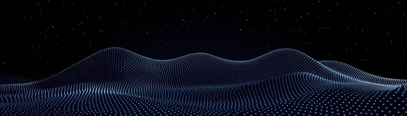 Wall Mural - abstract digital landscape with flowing waves and dotted patterns, creating a futuristic and serene 