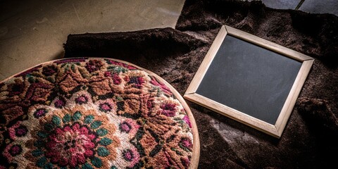 Poster - A rug and a blackboard are on the floor