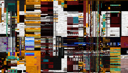 Poster - Abstract creative glitch overlay texture. Geometric pixel pattern of a digital glitch on transparent background, digital pattern
