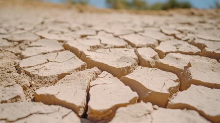 Wall Mural - Cracked dry earth illustrating drought and environmental challenges.