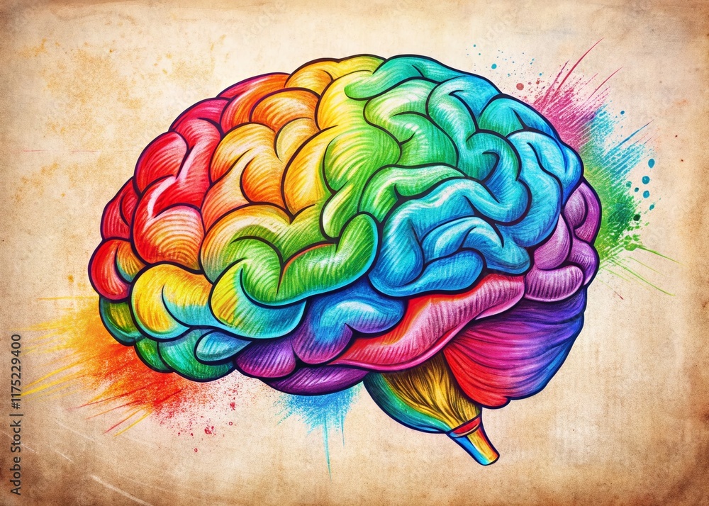 Cognitive Learning Drawing Simple Brain Drawing, Easy Neuroanatomy Illustration, Childlike Sketch ...