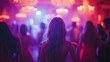 © Subatheesan - Light bulbs illuminating a night party with blurred dancing crowd