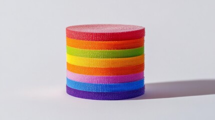 Wall Mural - a vibrant stack of colorful bands arranged neatly. each layer showcases a different bright hue. perf