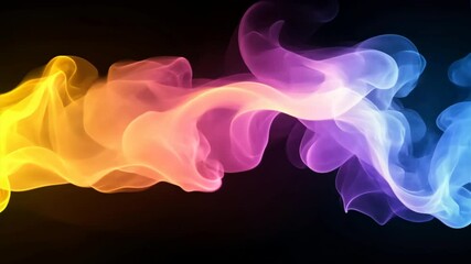 Leinwandbilder - Colorful smoke swirls in vibrant shades of yellow, pink, and blue create dynamic abstract background, mesmerizing viewers with their artistic and lively effect.