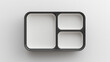 © Elina - Modern black and white empty bento box mockup with separate compartments on white background for festival themes