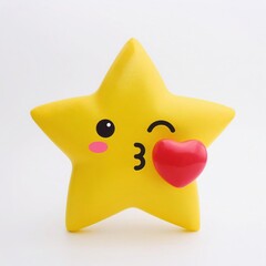 Wall Mural - Adorable Yellow Star Emoji Sending a Kiss with a Red Heart