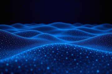 Wall Mural - futuristic abstract landscape dark blue bg wavy hills lines