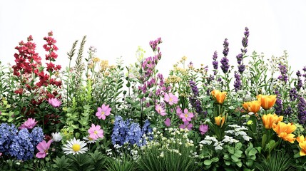 Wall Mural - Vibrant Spring Flower Garden Panorama