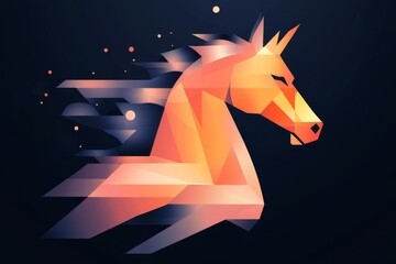 Fototapete - A simple geometric depiction of a chess knight, with bold lines and a modern gradient color scheme