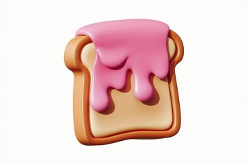 Poster - A 3D render of a slice of toast with pink jam dripping down.