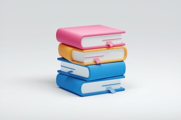 Fototapete - A stack of four colorful books, representing knowledge and education.