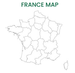  High detailed map of France. Outline map of France. Europe