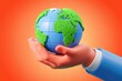 © Vibu design  gallery - A hand gently cradles a 3D-rendered Earth, symbolizing global care and environmental responsibility.