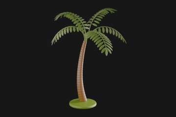 Aufkleber - A stylized 3D model of a palm tree, isolated on a transparent background.