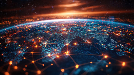 Global Business Connections and Information Transfer Concept