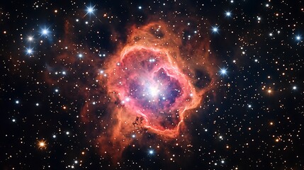 Wall Mural - Bright luminous nebula glowing in deep space with vibrant stars surrounding it