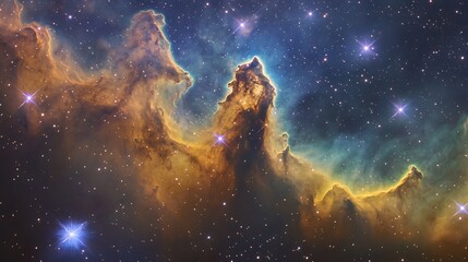 Wall Mural - Ethereal nebula glowing softly with stars shimmering brightly in deep cosmic space