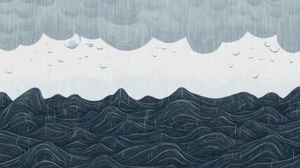 Canvas Print - Rain Clouds Over Rolling Ocean Waves