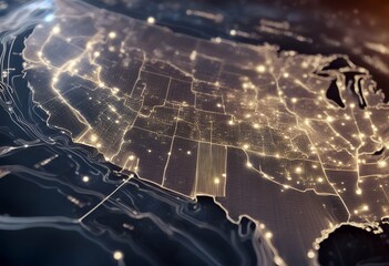 Wall Mural - digital concept abstract american america map digital abstract ne map map america global