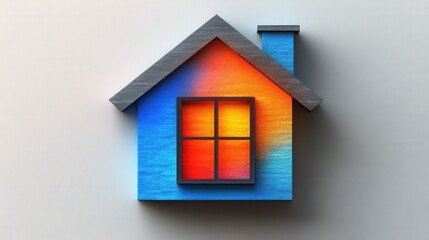Wall Mural - stylized home icon on gradient gray background, sharp edges, modern design, minimalist aesthetic, di
