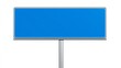 © Digital Dreamscapes - Blank Blue Road Sign Standing on a Metal Pole Against White Background.