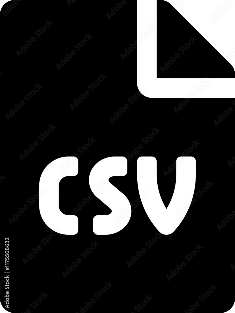 flat file csv icon, black vector comma-separated values document symbol ...