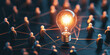 © Taskmanager - A glowing lightbulb in the center of a networked community symbolizes creativity, innovation, teamwork, and interconnectedness in a futuristic, technology-driven environment