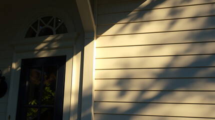 Wall Mural - House Exterior with Vinyl Siding and Sunlight Shadows