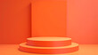 © Aaliyah - Product podium stage for mockup presentation orange color background