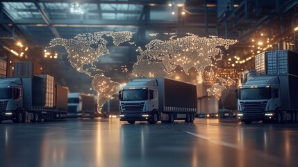Wall Mural - logistics international delivery concept, world map with logistic network distribution on background