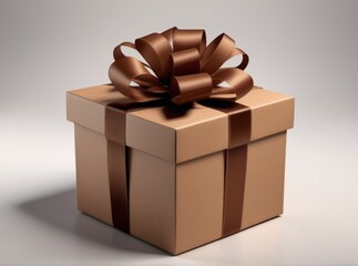 Gift box with elegant ribbon on a neutral background highlighting its simple yet sophisticated design