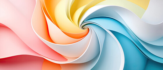 Wall Mural - colorful swirling paper design with soft gradients and smooth curves
