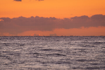 Sunset over the sea. A beautiful sunrise over the sea. The morning sun illuminates the sea. Dawn in the Mediterranean Sea