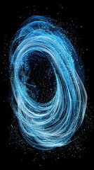 Wall Mural - Swirling blue light creates artistic fingerprint on dark background