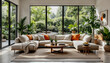 © REZAUL - Modern, Natural Living Room with Large Windows