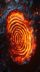 Sticker - vibrant abstract fingerprint formed by flowing lava, showcasing nature artistry