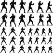 © MDARIF - Boxer man, mixed martial arts fighter, Vector silhouette of boxing, vector boxing silhouette set