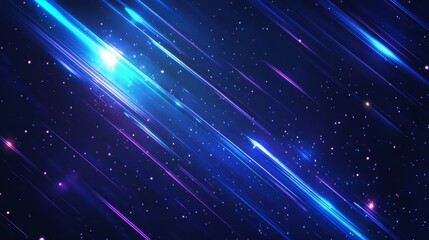 Wall Mural - Glowing Neon Streaks in Starry Space