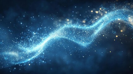 Wall Mural - Sparkling Blue Wave of Light
